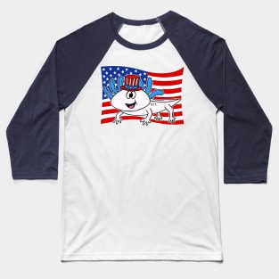 4th July Axolotl American Flag Baseball T-Shirt